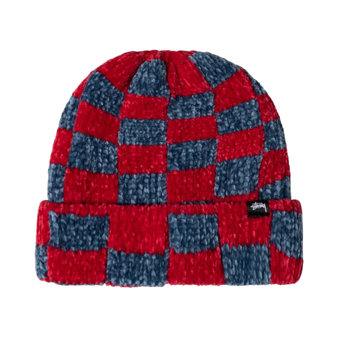 스투시 크로쉐 체커드 비니 레드