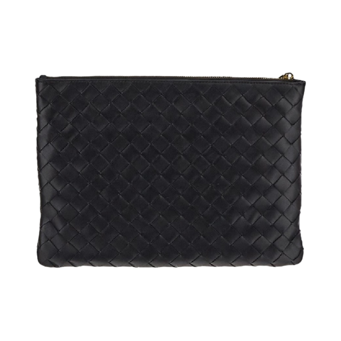 보테가 베네타 미디움 인트레치아토 플랫 파우치 블랙(Bottega Veneta Medium Intrecciato Flat Pouch Black) - 2