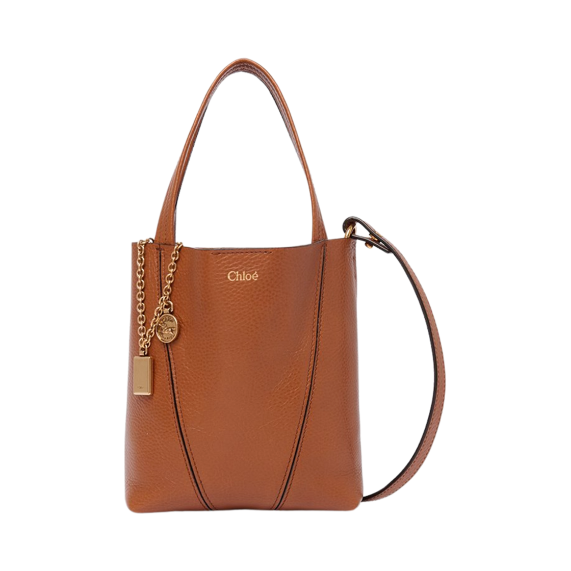 끌로에 그레인드 레더 스핀 스몰 토트백 클레이 브라운(Chloe Spin Small Tote Bag in Grained Leather Clay Brown) - 1