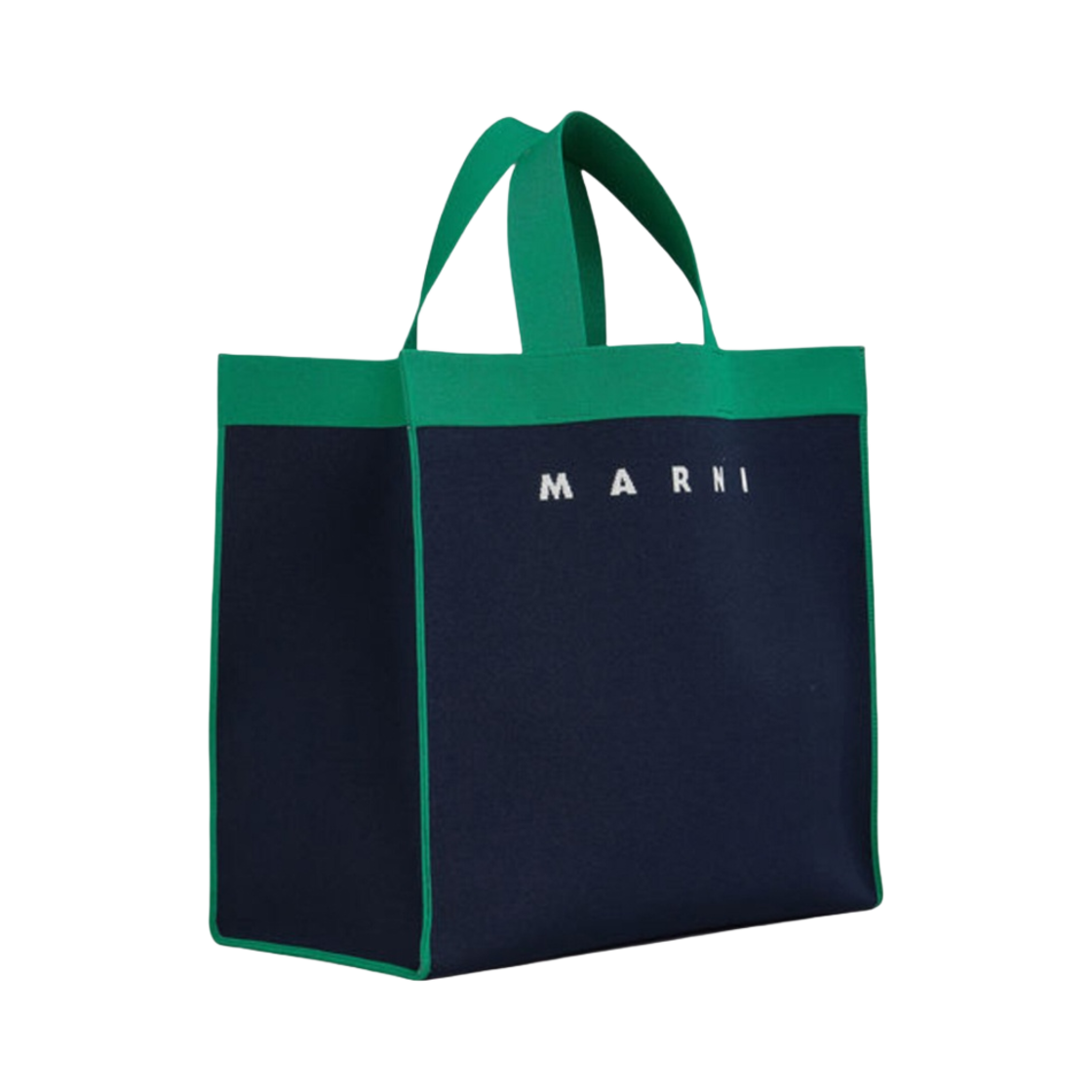 마르니 자카드 라지 쇼핑백 블루블랙 가든 그린 실크 화이트(Marni Jacquard Large Shopping Bag Blublack Garden Green Silk White) - 2