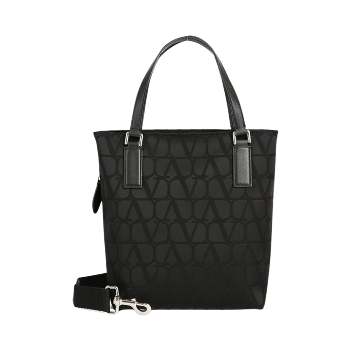 발렌티노 트왈 아이코노그래피 레더 디테일 테크니컬 패브릭 토트백 블랙(Valentino Toile Iconographe Tote Bag in Technical Fabric with Leather Details Black) - 1
