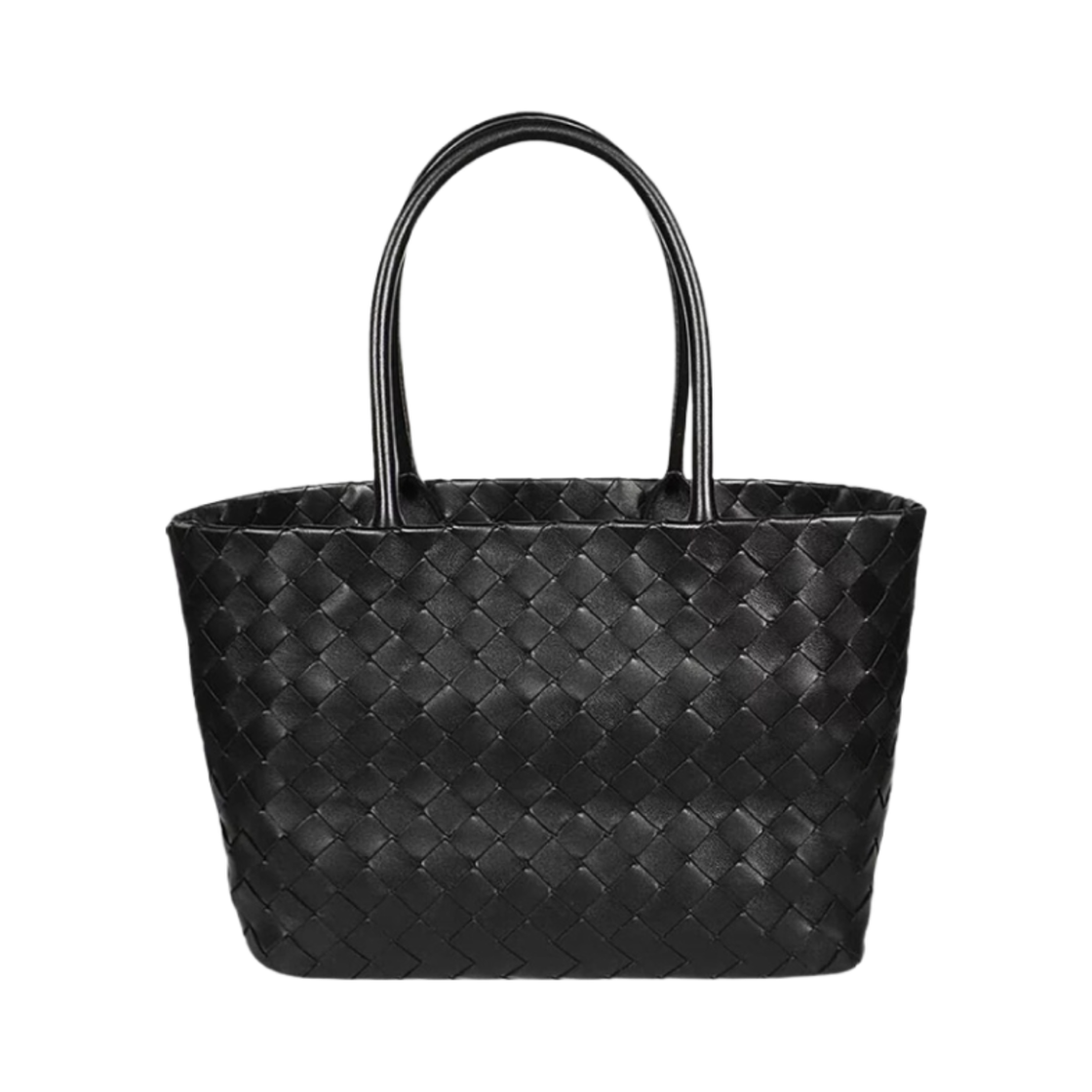 보테가 베네타 스몰 인트레치아토 레더 토트백 블랙(Bottega Veneta Small Intercciato Leather Tote Bag Black) - 2