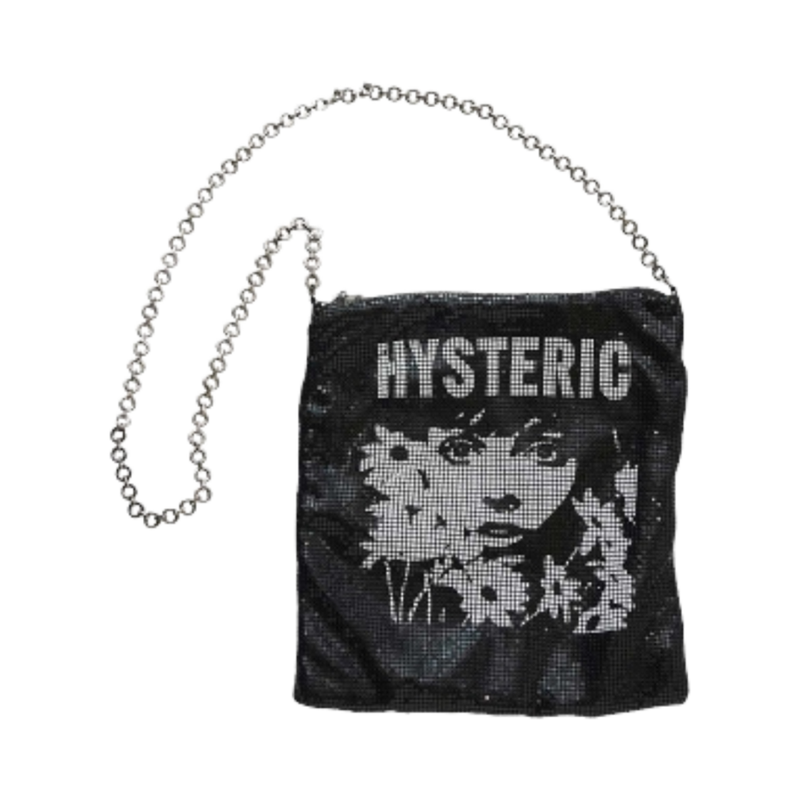(W) 히스테릭 글래머 플라워 트래블링 메탈 메쉬 숄더 백 블랙((W) Hysteric Glamour Flower Traveling Metal Mesh Shoulder Bag Black) - 1