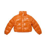 (W) The North Face White Label Glossy Detachable Down Jacket Orange