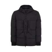 Stone Island 40723 Garment Dyed Crinkle Reps Recycled Nylon Hooded Down Jacket Black - 23FW