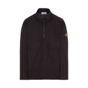 Stone Island 10705 Light Cotton Canvas Garment Dyed Half Zipper Anorak Black - 23SS