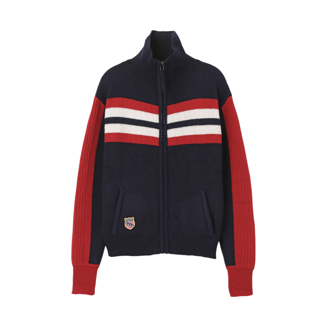 미나수 집업 니트 가디건 네이비