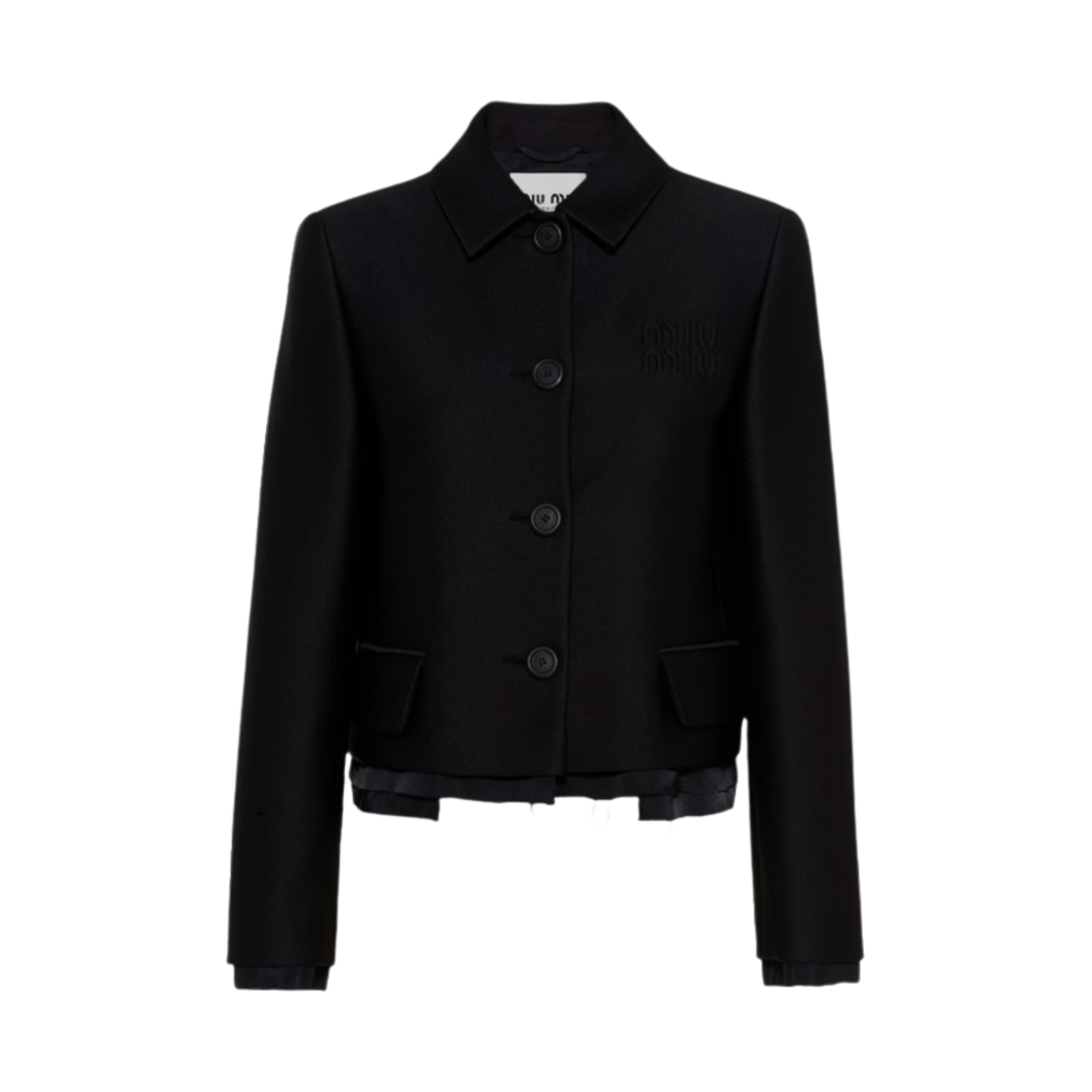 (W) 미우 미우 싱글 브레스티드 라지미르 자켓 블랙((W) Miu Miu Single Breasted Radzimir Jacket Black) - 1