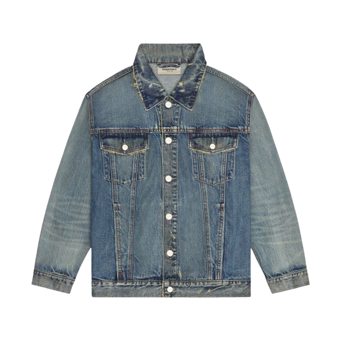 에센셜 데님 트리커 자켓 디스트레스드 인디고 - 20FW(Essentials Denim Trucker Jacket Distressed Indigo - 20FW)