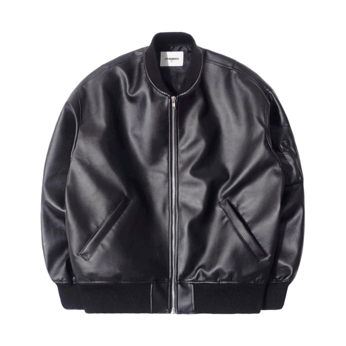 Q3AMJK009BLK QT8 GARMENTS Synthetic Leather MA-1 Jacket Black