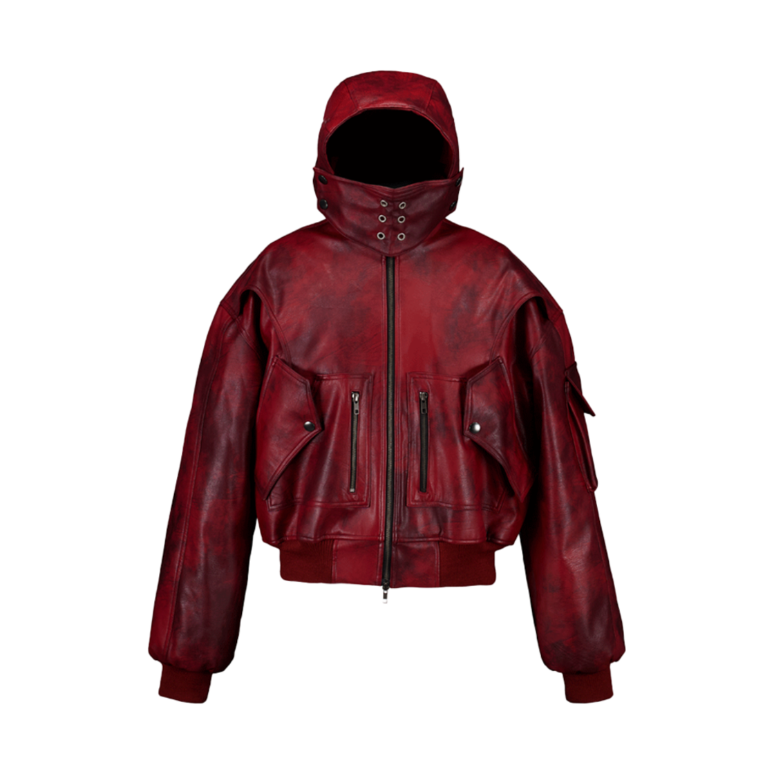 풀오브썬 써클 레더 마스크 자켓 4온스 퀼팅 빈티지 레드(Full of Ssun Circle Leather Mask Jacket 4oz Quilting Vintage Red)