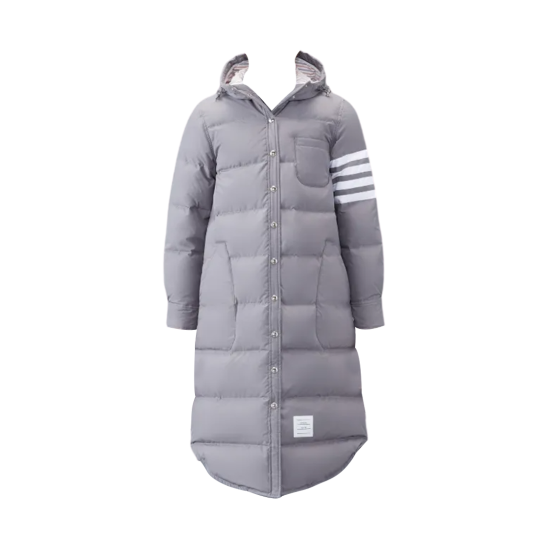 FOD025X-05222-035 (W) Thom Browne Side Stripe Detail Padded Coat Medium Grey