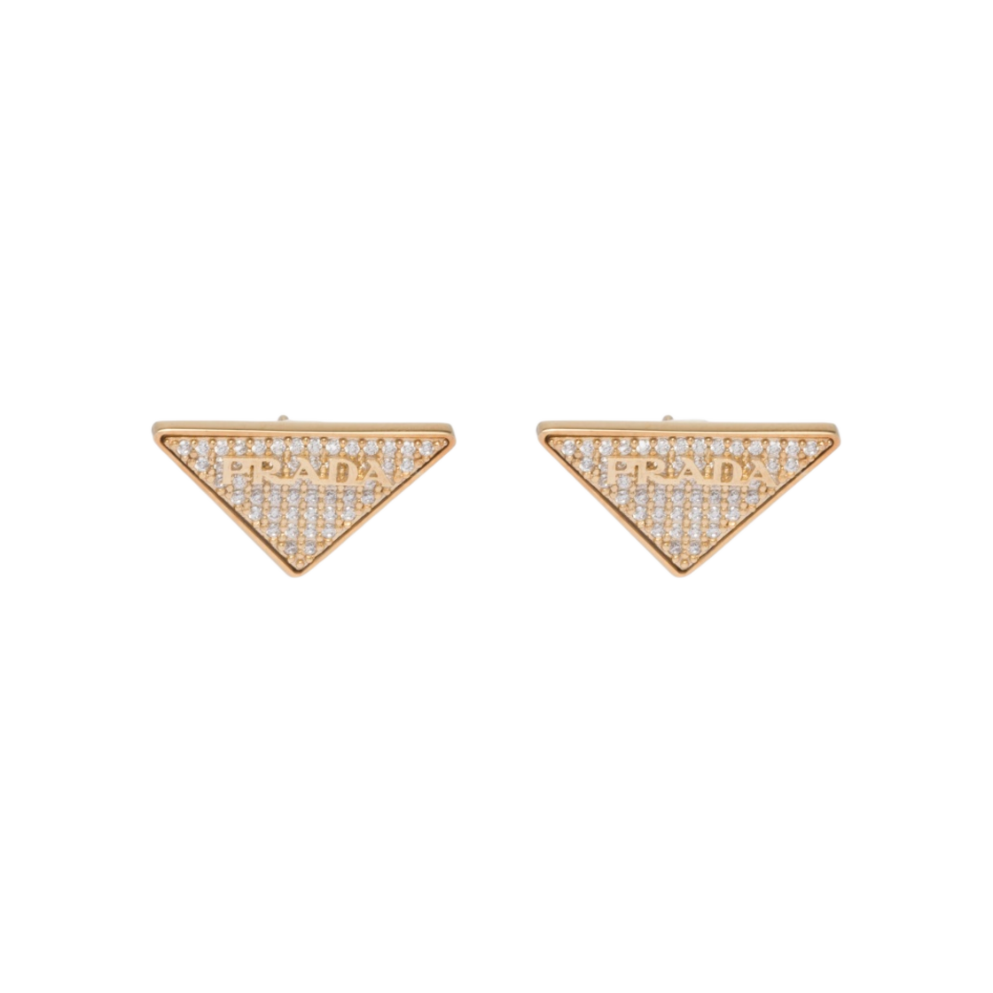 1JO768-2DZ5-F03C7 (W) Prada Logo Jewels Zirconia Earrings Gold Crystal
