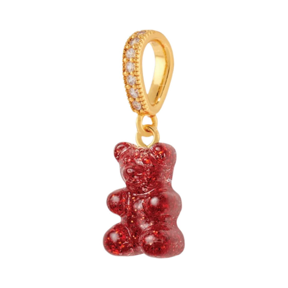 크리스탈 헤이즈 노스텔지아 베어 파베 커넥터 골드 레드 벨벳(Crystal Haze Nostalgia Bear with Pave Connector Gold Red Velvet)