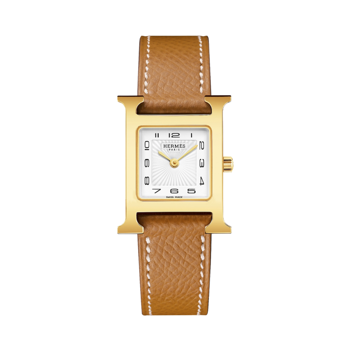 에르메스 H 아워 워치 스몰 골드 앱송 스트랩 & 옐로우 골드 스틸(Hermes Heure H Watch Small Gold Epsom Strap & Yellow Gold Steel)