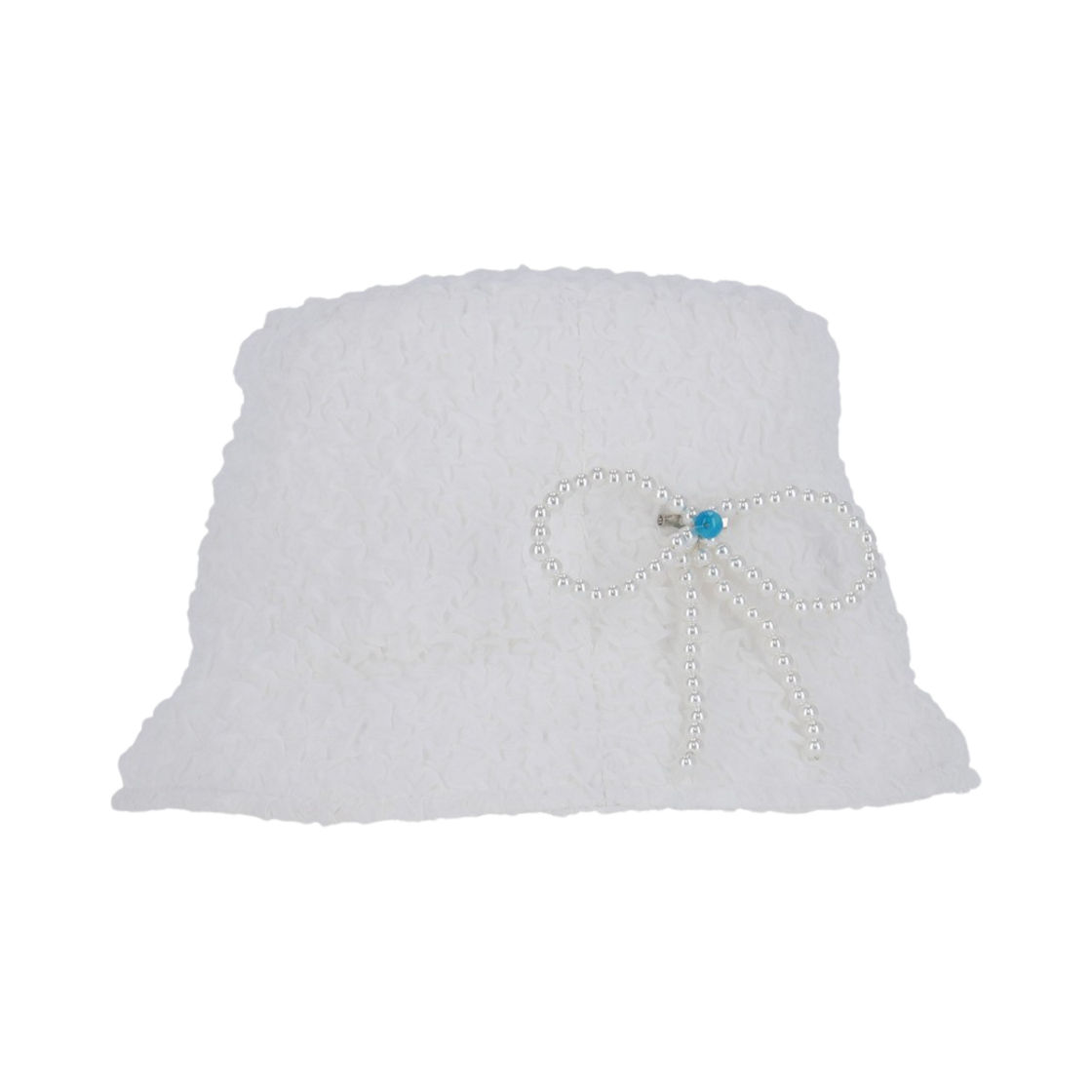 올인컴플리트 펄 크링클 버킷햇 화이트