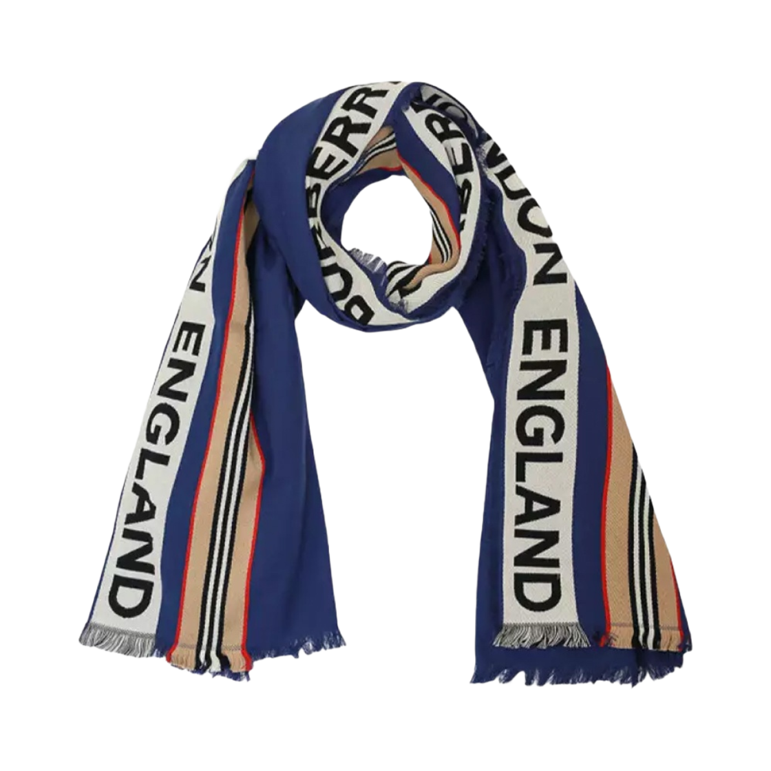 버버리 코튼 스카프 블루