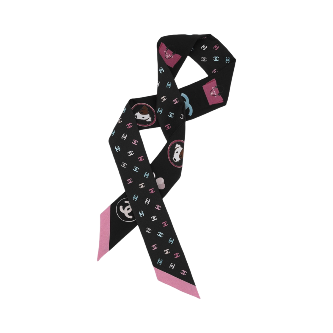 (W) 샤넬 헤어밴드 실크 트윌 & 블랙 핑크((W) Chanel Slim Bandeau Silk Twill & Black Pink) - 2