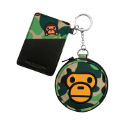 BAPE Baby Milo Mirror Card Holder Keychain Green Black