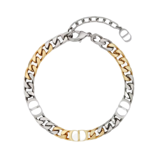 Dior CD Icon Chain Link Bracelet Gold Silver Finish Brass