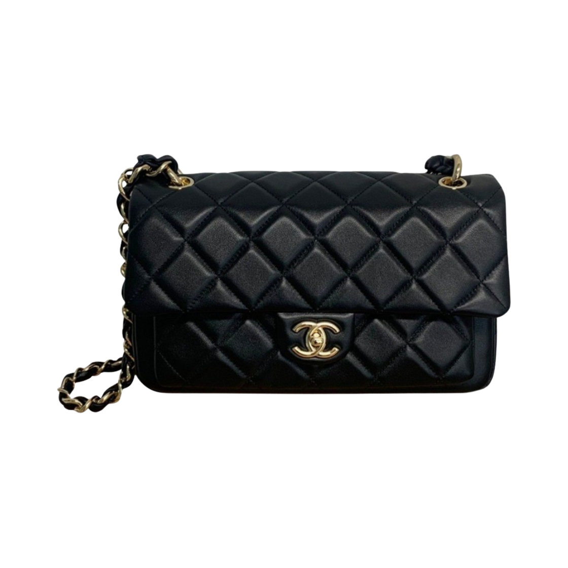 샤넬 미디움 플랩백 카프스킨 & 골드 메탈 블랙