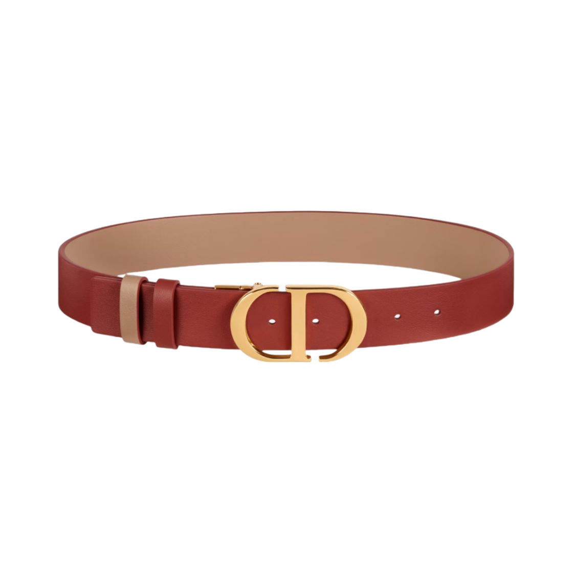 (W) 디올 30 몽테뉴 35mm 스무스 카프스킨 플리스 벨트 러스트 웜 토프((W) Dior 30 Montaigne 35mm Smooth Calfskin Reversible Belt Rust Warm Taupe) - 1