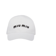 (W) Miu Miu Drill Baseball Cap White Black