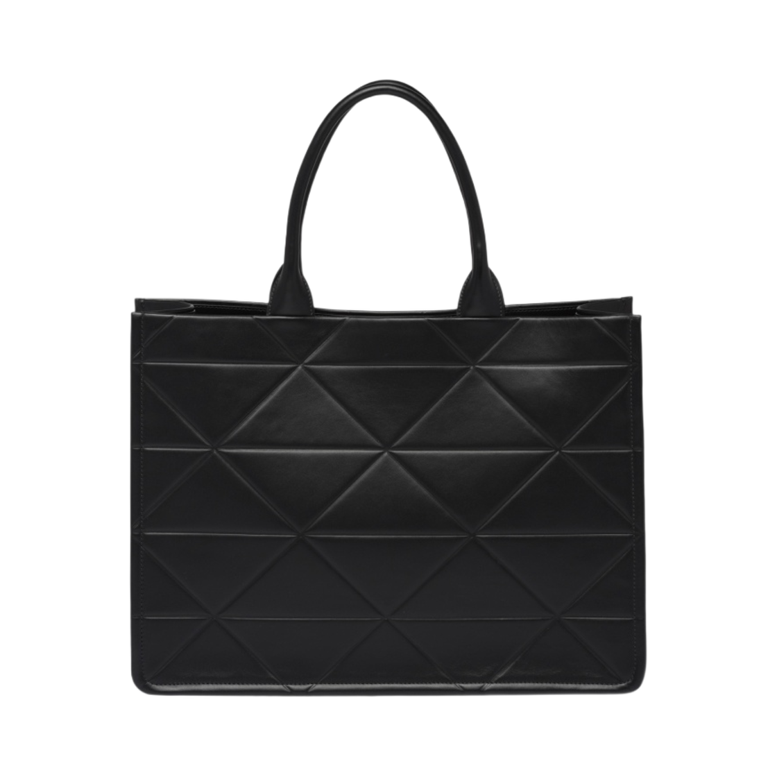 프라다 레더 토트백 탑스티칭 블랙(Prada Leather Tote Bag Topstitching Black) - 3