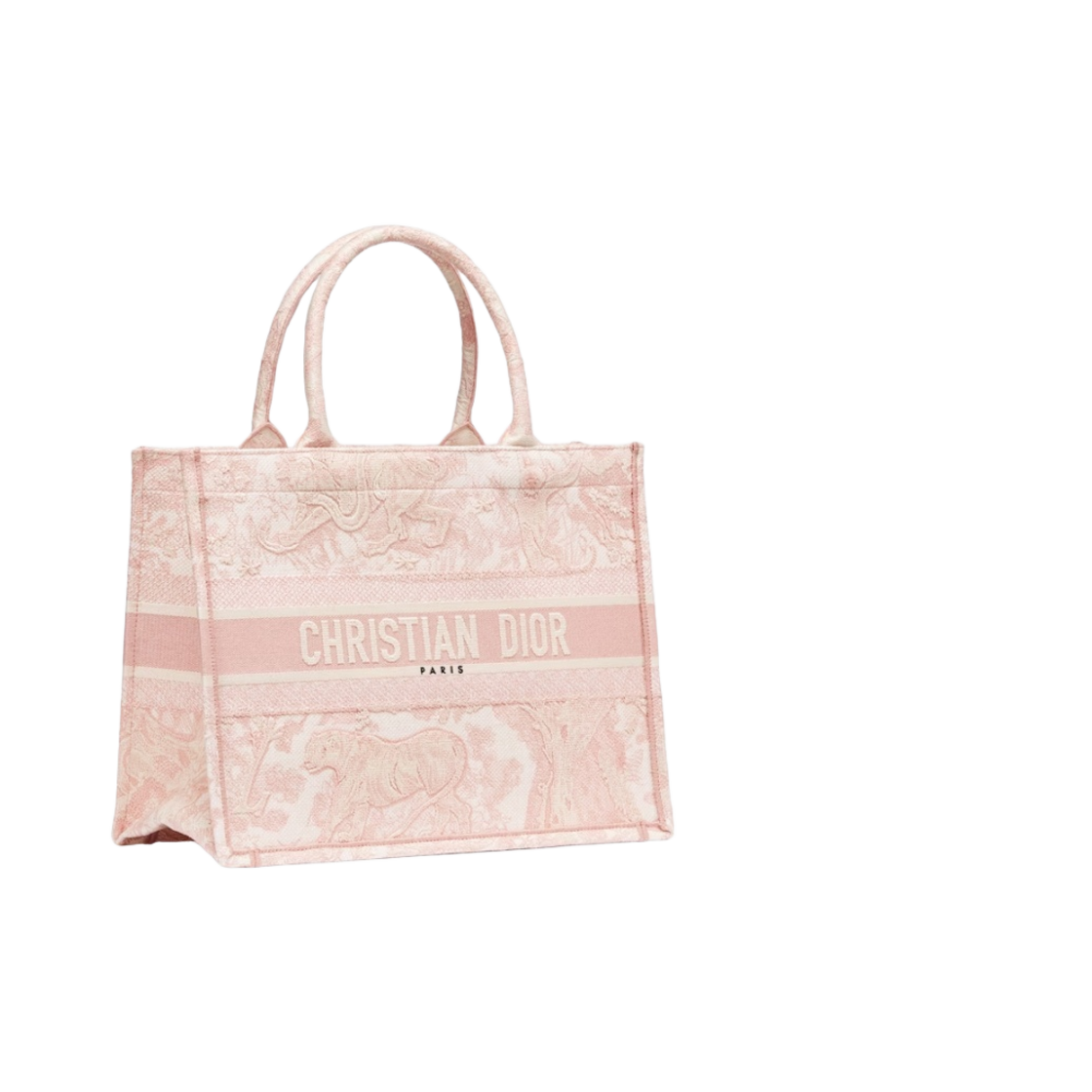 디올 미디움 북 토트백 에크루 핑크 트왈 드 주이 자수(Dior Medium Book Tote Ecru Pink Toile de Jouy Embroidery) - 3