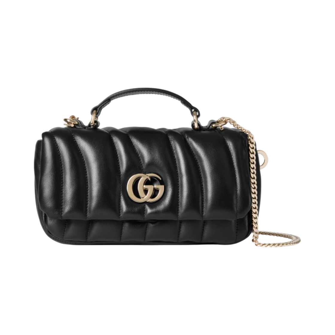 구찌 GG 밀라노 미니 탑 핸들백 블랙