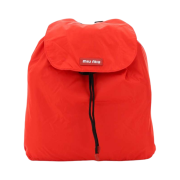 Miu Miu Logo Patch Packable Nylon Backpack Red