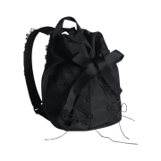 Simone Rocha Beaded Lace Up Military Backpack Black Pearl