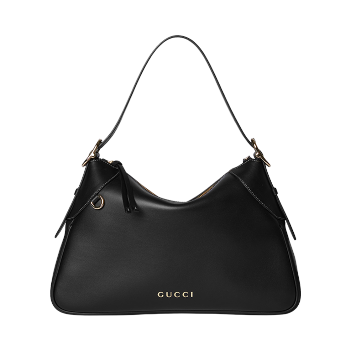 815217-AAEC2-1000 Gucci GG Emblem Large Shoulder Bag Black Leather