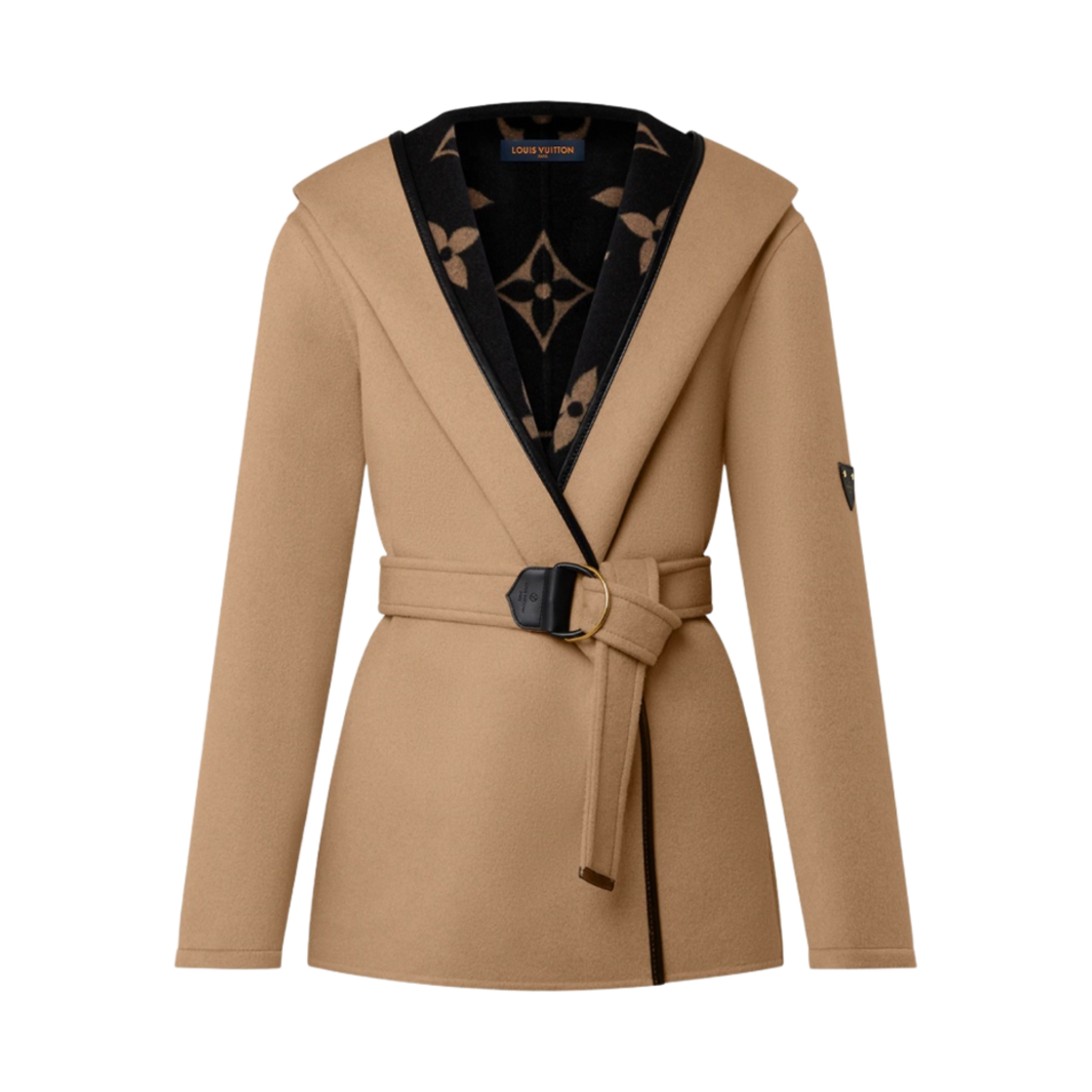 (W) 루이비통 시그니쳐 숏 후드 랩 코트 카라멜((W) Louis Vuitton Signature Short Hooded Wrap Coat Caramel) - 1