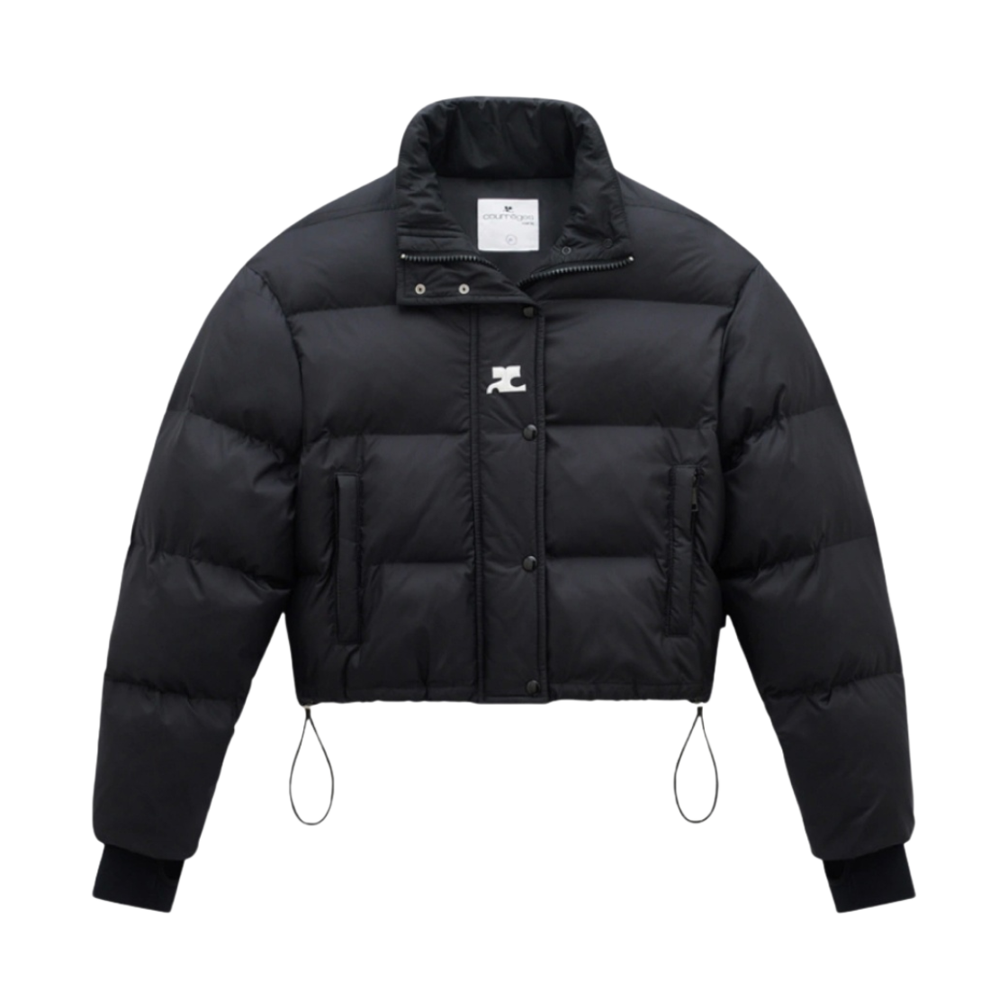 (W) 꾸레쥬 나일론 숏 푸퍼 자켓 블랙((W) Courreges Nylon Short Puffer Jacket Black)