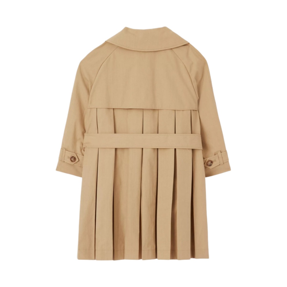 (키즈) 버버리 디테처블 후드 플리츠 코튼 트렌치 코트 아카이브 베이지((Kids) Burberry Detachable Hood Pleated Cotton Trench Coat Archive Beige) - 2