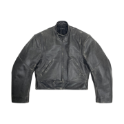 Project G/R Distressed Leather Biker Jacket Black
