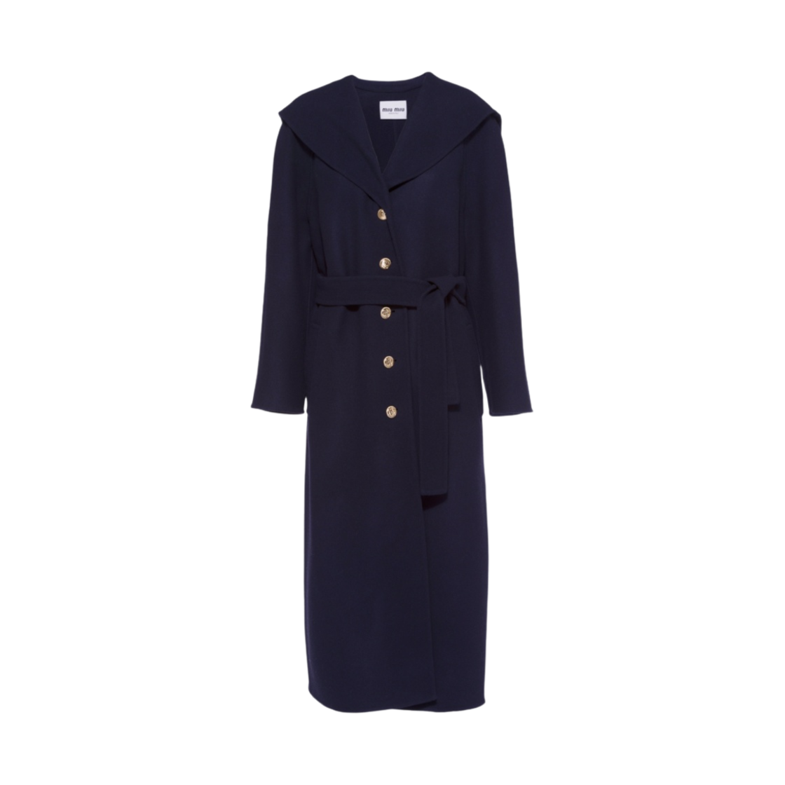 (W) 미우 미우 싱글 브레스티드 텍스쳐드 울 코트 블루((W) Miu Miu Single Breasted Textured Wool Coat Blue) - 1
