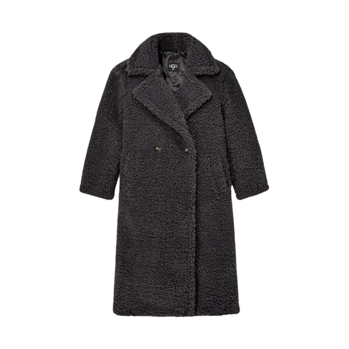 1120631-IKBL (W) UGG Gertrude Long Teddy Coat Ink Black