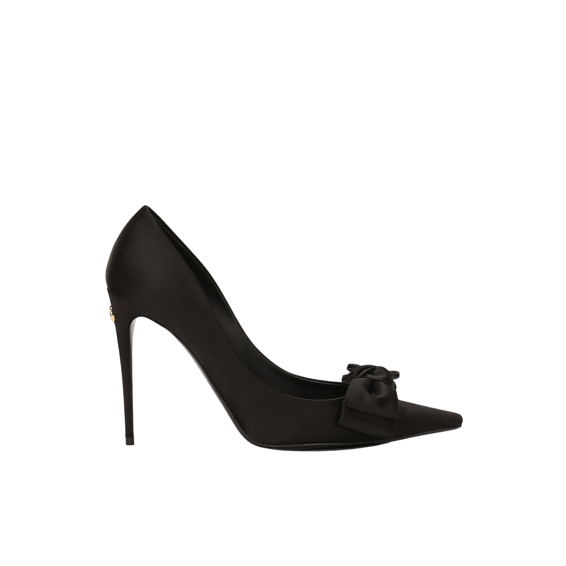 (W) 돌체 앤 가바나 사틴 보우 디테일 펌프스 블랙((W) Dolce & Gabbana Satin Pumps with Bow Detail Black) - 1