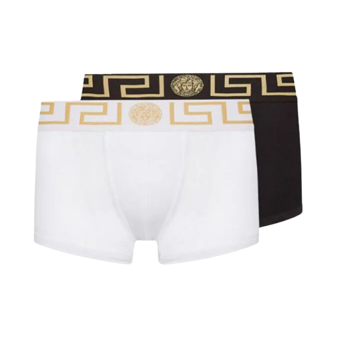 AU10181-1A10011-A83K Versace Greca Border Trunks Black White (2 Pack)