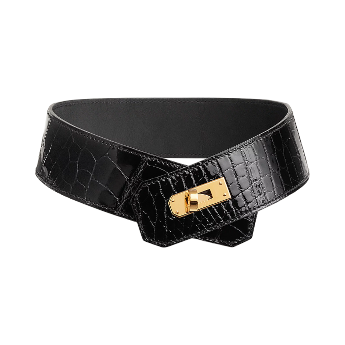 에르메스 켈리 네클리스 라지 모델 미시시피엔시스 엘리게이터 메탈 & 골드 하드웨어 누아(Hermes Kelly Necklace Large Model Mississippiensis Alligator Metal & Gold Noir)