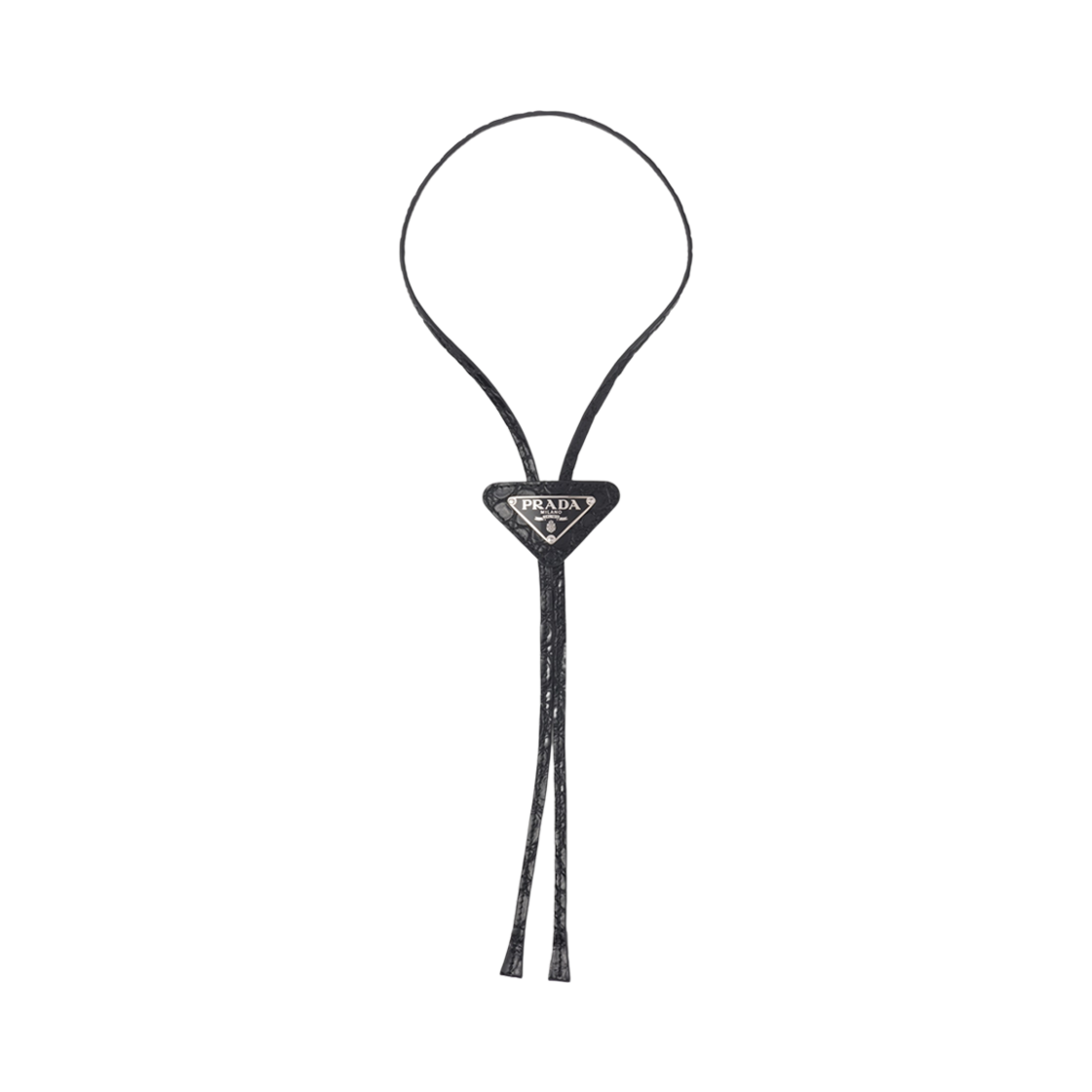 프라다 크로커다일 레더 볼로 타이 블랙(Prada Crocodile Leather Bolo Tie Black)