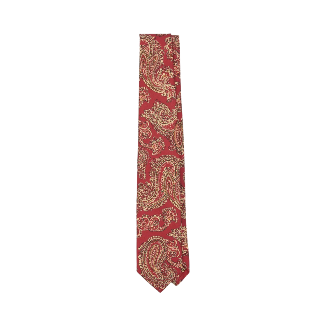 DR1AAS-24647-01-701 Drake's Paisley Print Silk Self Tipped Tie Red