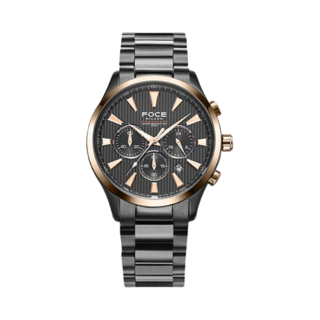 포체 43mm 크로노그래프 메탈 워치 블랙(Foce 43mm Chronograph Metal Watch Black)