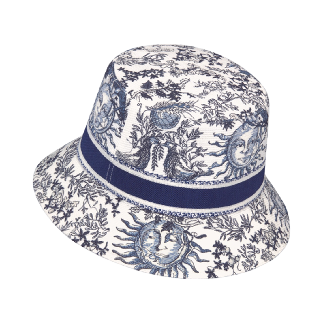(W) 디올 D-바비 트왈 드 주이 쏠레이 스몰 클로시 버킷햇 화이트 네이비 블루((W) Dior D-Bobby Toile De Jouy Soleil Small Brim Bucket Hat White Navy Blue) - 3