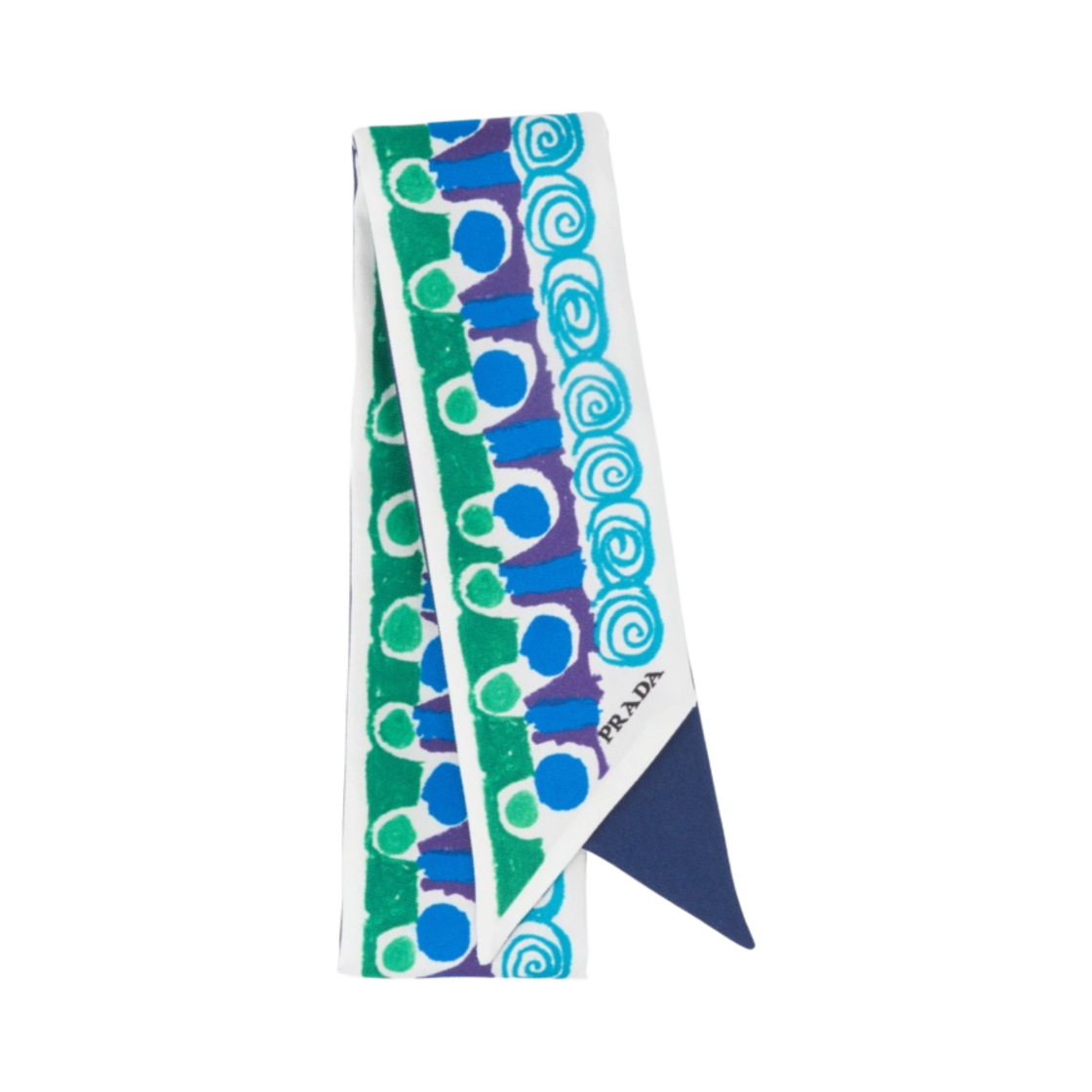 (W) 프라다 피토레스크 프린트 실크 리본 터콰이즈((W) Prada Pittoresque Print Silk Ribbon Turquoise) - 1