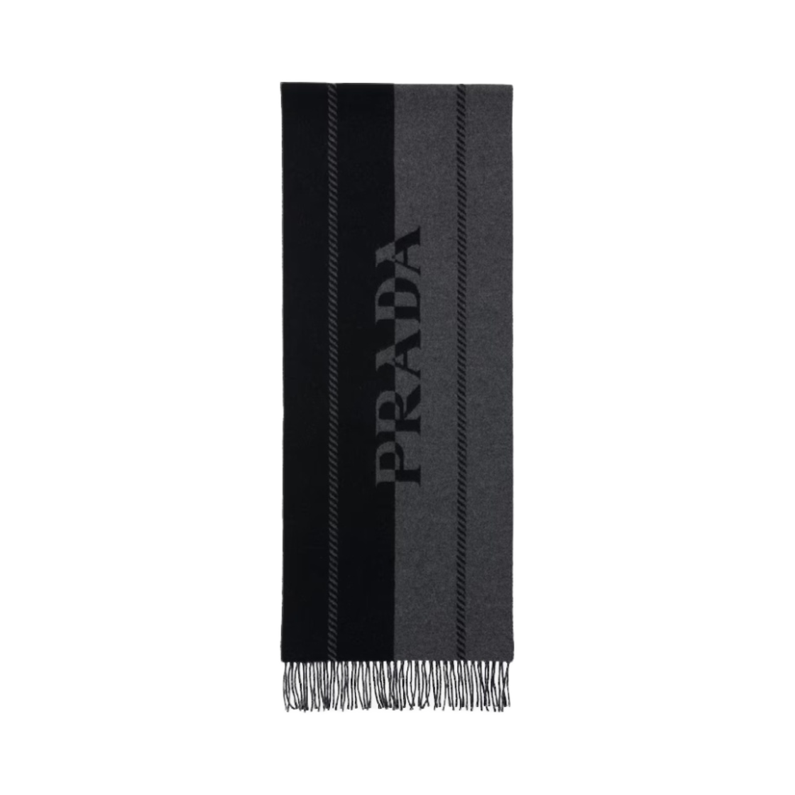 2FS057-2FK3-F0H16 Prada Wool Scarf Slate Gray Black