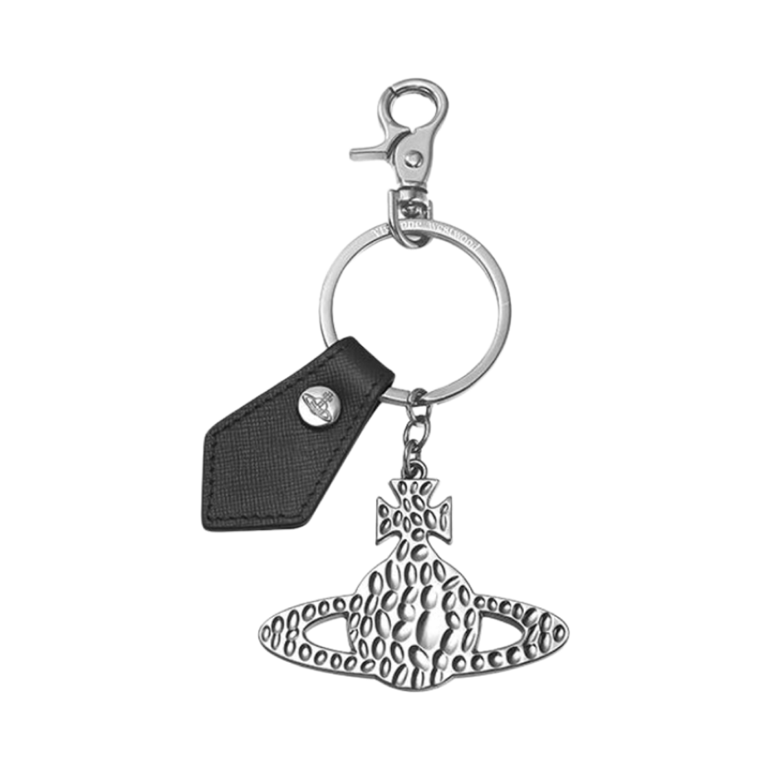8203011VU-OM0014-N401 Vivienne Westwood Saffiano Hammered Orb Keyring Black