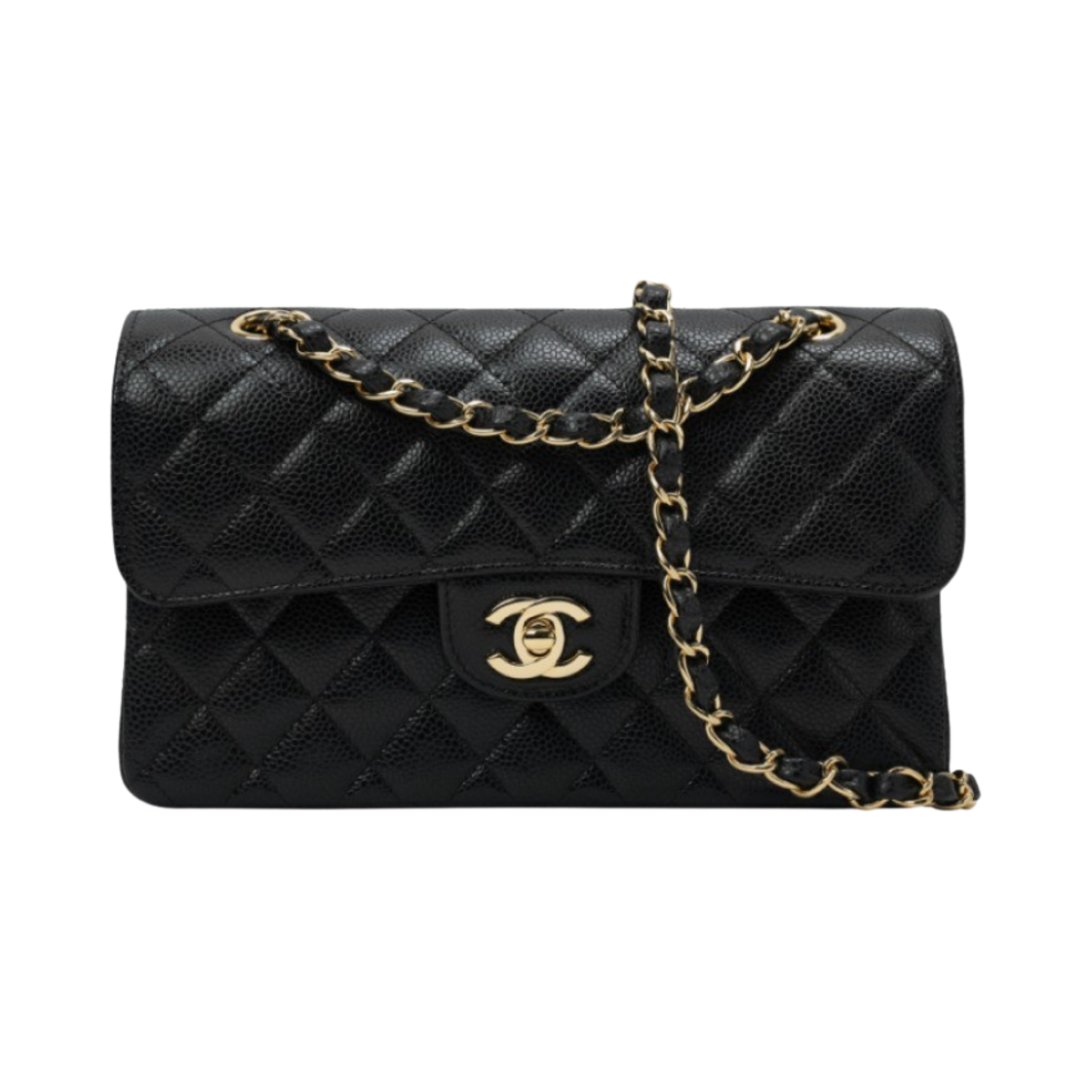 샤넬 클래식 스몰 플랩백 그레인드 카프스킨 & 골드 메탈 블랙(Chanel Small Classic Handbag Grained Calfskin & Gold Black)